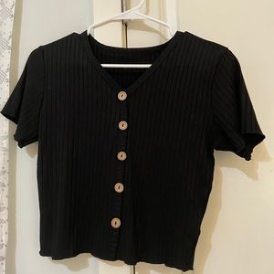 black button down crop top